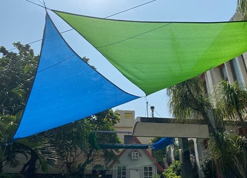 三冠牌RF圓扁針織遮陽裝飾網應用實例｜HunkunNET 煥坤